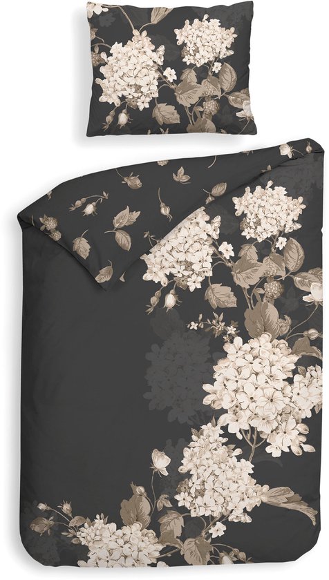 Heckettlane Dekbedovertrek Katoen Satijn Ivy - Classic Anthracite - 100% Katoen-Satijn - Dekbedovertrek 140x200/220cm - Eenpersoons - Cambridge van Merkloos