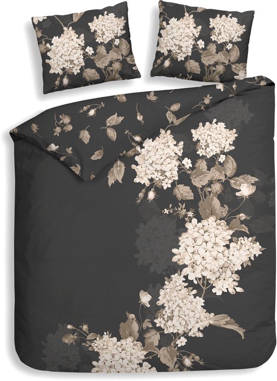 Heckettlane Dekbedovertrek Katoen Satijn Ivy - Classic Anthracite - 100% Katoen-Satijn - Dekbedovertrek 200x200/220cm - Tweepersoons - Cambridge van Merkloos