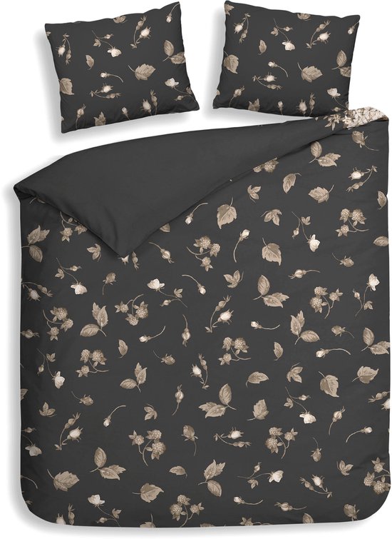Heckettlane Dekbedovertrek Katoen Satijn Ivy - Classic Anthracite - 100% Katoen-Satijn - Dekbedovertrek 260x200/220cm - Lits Jumeaux Extra Breed - Cambridge van Merkloos
