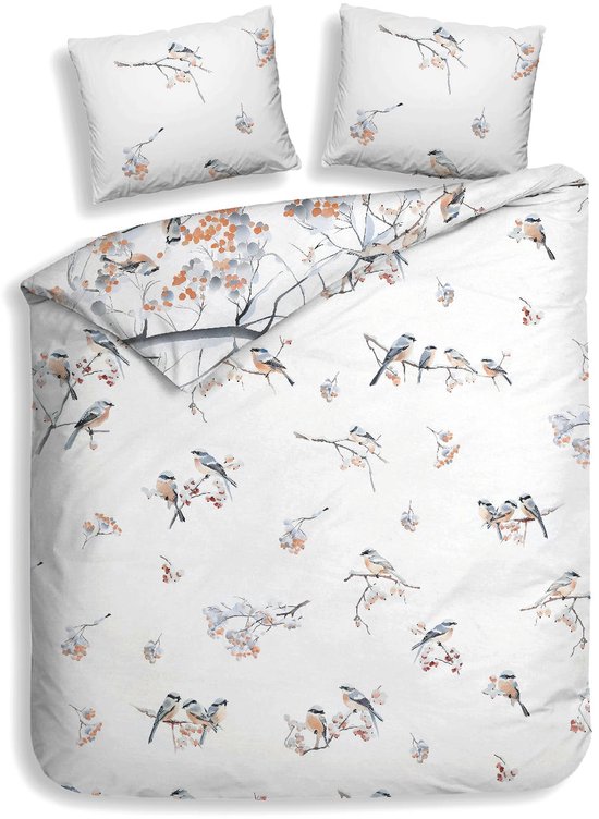 Heckettlane Dekbedovertrek Katoen Satijn Keno - White - 100% Katoen-Satijn - Dekbedovertrek 260x200/220cm - Lits Jumeaux Extra Breed - Yukon van Merkloos