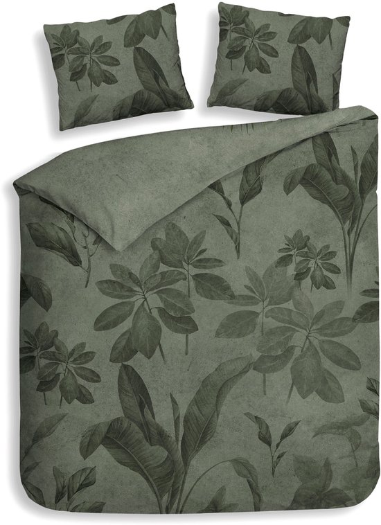 Heckettlane Dekbedovertrek Katoen Satijn Mai - Forest Green - 100% Katoen-Satijn - Dekbedovertrek 260x200/220cm - Lits Jumeaux Extra Breed - Bangkok van Merkloos