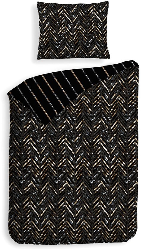Heckettlane Dekbedovertrek Katoen Satijn Maxime - Black - 100% Katoen-Satijn - Dekbedovertrek 140x200/220cm - Eenpersoons - Chicago van Merkloos