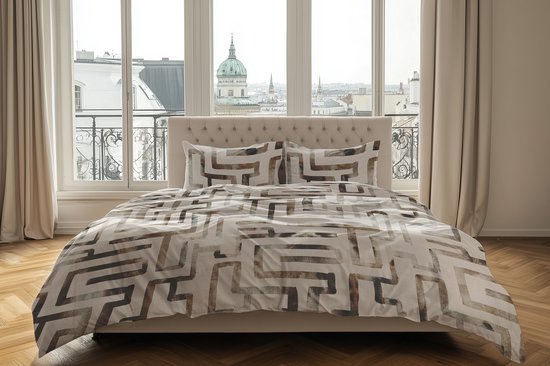 Heckettlane Dekbedovertrek Katoen Satijn Melis - Natural - 100% Katoen-Satijn - Dekbedovertrek 200x200/220cm - Tweepersoons - Wenen van Heckettlane