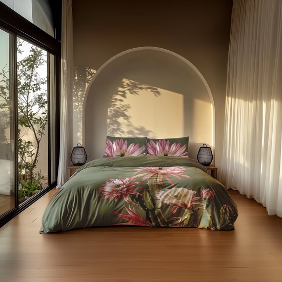 Heckettlane Dekbedovertrek Katoen Satijn Mesa - Forest Green - 100% Katoen-Satijn - Dekbedovertrek 200x200/220cm - Tweepersoons - Santa Fe van Heckettlane