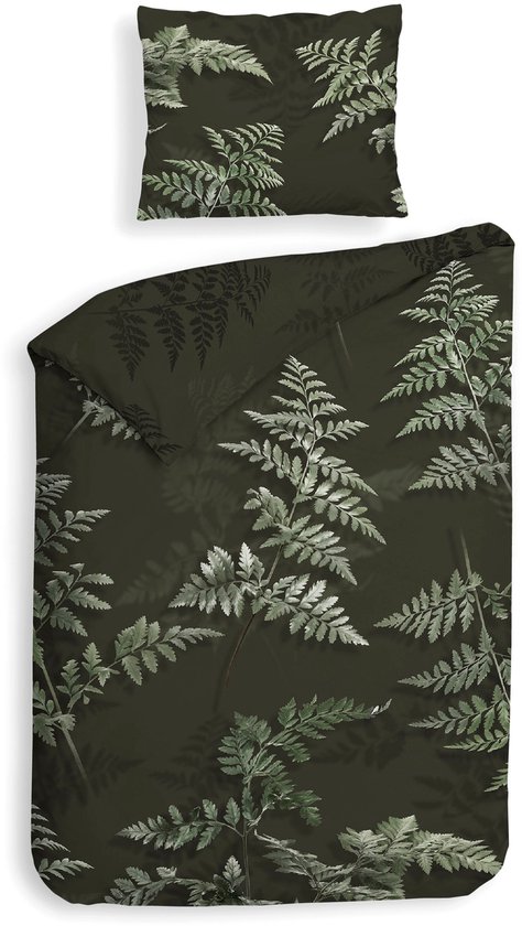 Heckettlane Dekbedovertrek Katoen Satijn Rua - Forest Green - 100% Katoen-Satijn - Dekbedovertrek 140x200/220cm - Eenpersoons - Puketi van Merkloos