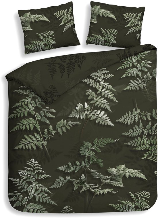 Heckettlane Dekbedovertrek Katoen Satijn Rua - Forest Green - 100% Katoen-Satijn - Dekbedovertrek 240x200/220cm - Lits Jumeaux - Puketi van Merkloos