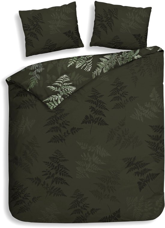 Heckettlane Dekbedovertrek Katoen Satijn Rua - Forest Green - 100% Katoen-Satijn - Dekbedovertrek 260x200/220cm - Lits Jumeaux Extra Breed - Puketi van Merkloos