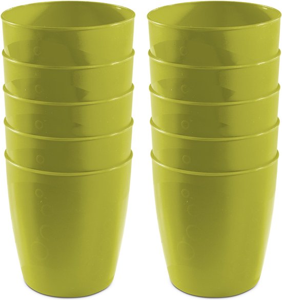 Hega Hogar limonade drinkbekers - 10x stuks - 300 ml - kunststof - groen - voor kinderen - servies - camping
