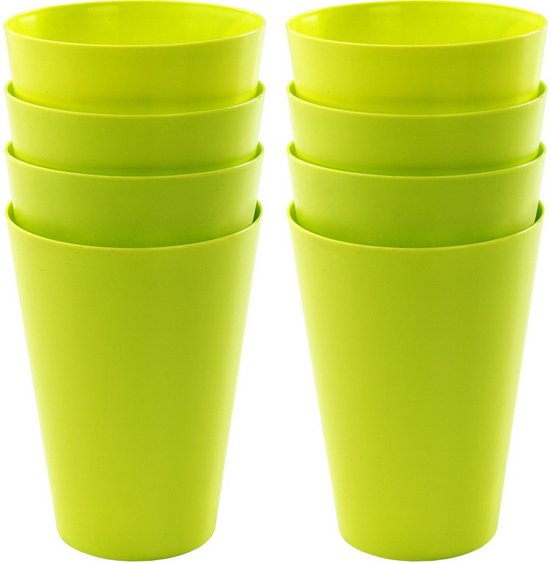 Hega Hogar limonade drinkbekers - 8x stuks - 430 ml - kunststof - groen - voor kinderen - servies - camping