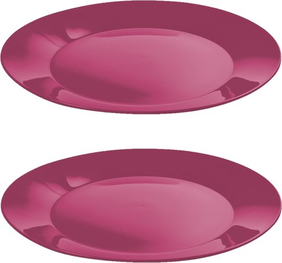 Hega Hogar Ontbijtbordjes - 6x st - roze - 21 cm - hard kunststof - dinerborden - camping bordjes - Outdoor servies picknick/verjaardag