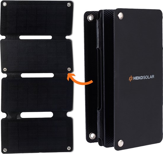 HEKO Solar® Solar Panel Unfold 15 - Opvouwbaar - Draagbaar Zonnepaneel - 15W - Werkt Met Powerbank - Noodpakket - Solar Panel Op Zonne-energie - Outdoor - Geschikt voor Samsung S21/S22/S23/S24 - Geschikt voor Iphone 12/13/14/15 van HEKO Solar®