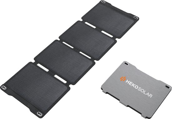 HEKO Solar® Solar Panel Unfold 30 - Opvouwbaar - Draagbaar Zonnepaneel - 30W - Werkt Met Powerbank - Noodpakket - Solar Panel Op Zonne-energie - Outdoor - Geschikt voor Samsung S21/S22/S23/S24 - Geschikt voor Iphone 12/13/14/15 van HEKO Solar®