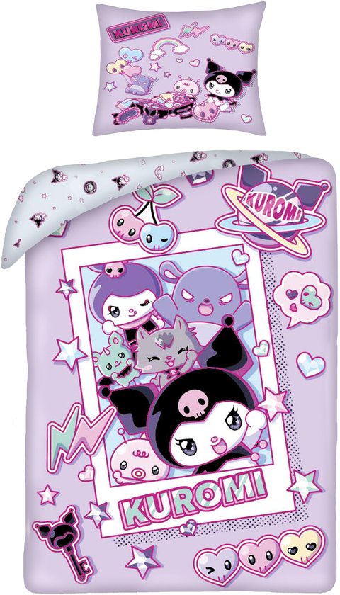 Hello Kitty Dekbedovertrek Kuromi - 140 x 200 + 70 x 90 cm - Polyester van Merkloos