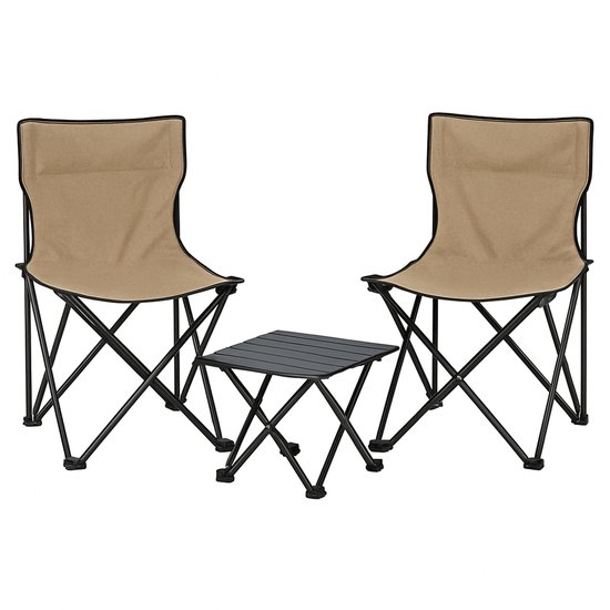HEM 3-delig Camping Set - 2 Opvouwbare Stoelen + Tafel - Inklapbaar & Lichtgewicht - Outdoor Set voor Kamperen, Vissen & Strand - Draagbaar met Opbergzak