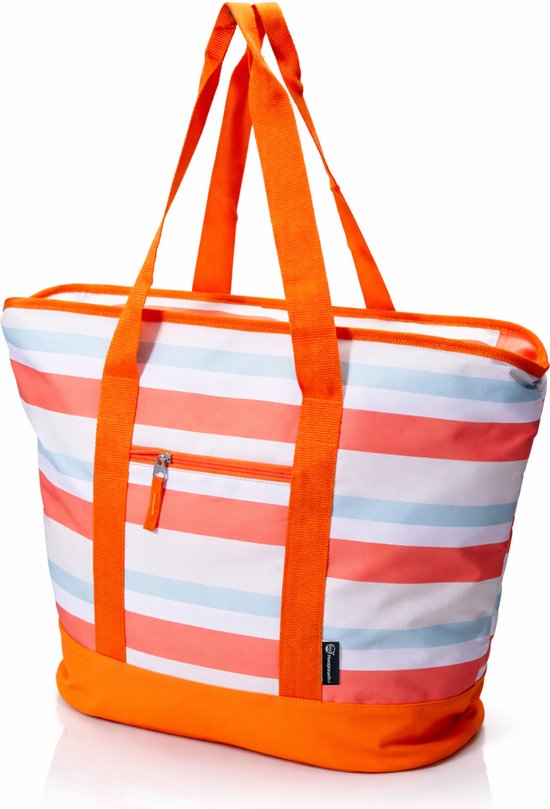 HEM Koeltas 24 Liter Strandtas Oranje – Grote Koeltas met Rits, Koelvoering en Voorvak – Strand, Picknick & Boodschappen van HEM