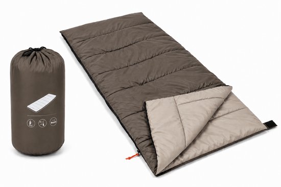 HEM Slaapzak Envelop 190x75 cm Taupe – Zomer Slaapzak – Inclusief Opbergzak – Camping – Festival – Logeren