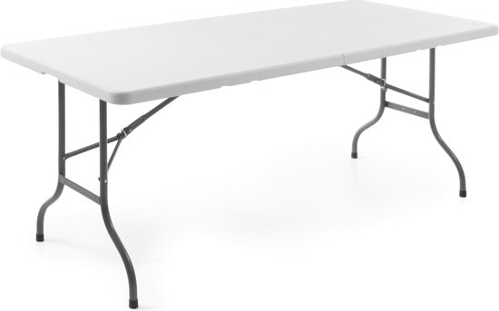 Hendi Campingtafel Wit - Inklapbare Tafel Rechthoek - Vouwtafel voor Buffet - 152x70x(H)74cm van HENDI