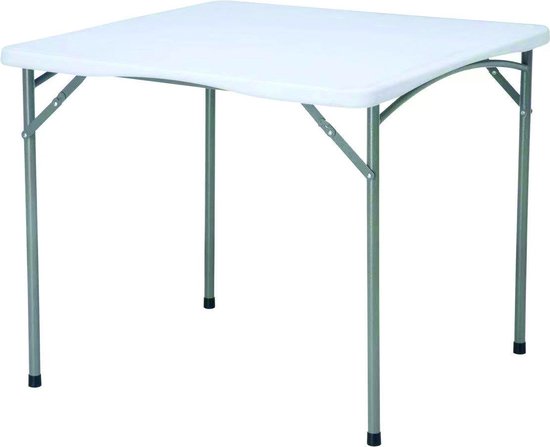 Hendi Campingtafel Wit - Inklapbare Tafel Rechthoek - Vouwtafel voor Buffet - 87x87x(H)74cm van Hendi