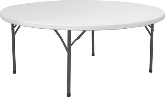 Hendi Campingtafel Wit - Inklapbare Tafel Rond - Vouwtafel voor Buffet - Ø150x(H)74cm van Hendi