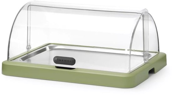 HENDI Koelvitrine met roldeksel - ABS behuizing, roestvaststalen plateau 40 x 30 cm - 46 x 35,5 x 22 cm - groen - met koelelementen - voor buffetpresentatie van Merkloos