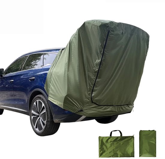 Hennova Campingtent - Tent - Kamperen - Auto tent - Daktent - SUV - Met luifel - Makkelijke installatie - Scheurbestendig - Groen - 160 x 130 x 100 cm van Merkloos