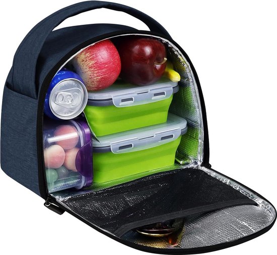 Herbruikbare geïsoleerde lunchtas - thermische maaltijd draagtas voor vrouwen en mannen - indigoblauw van FlowFly
