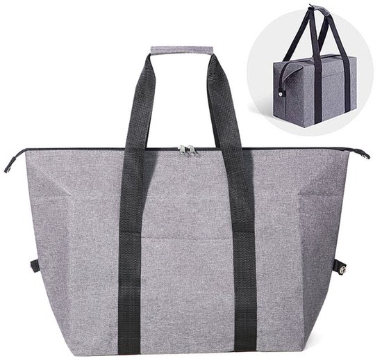 Herbruikbare koeltas - Geïsoleerde tas - Grote capaciteit voor het vervoeren van warme en koude gerechten, grijs van Merkloos