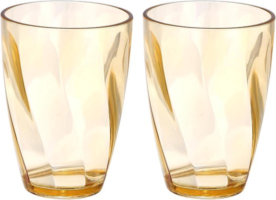 Herbruikbare Kunststof Bekers - Plastic Drinkglazen - Dranken Serveren - Onbreekbaar Stapelbaar - 390 ml - Amber
