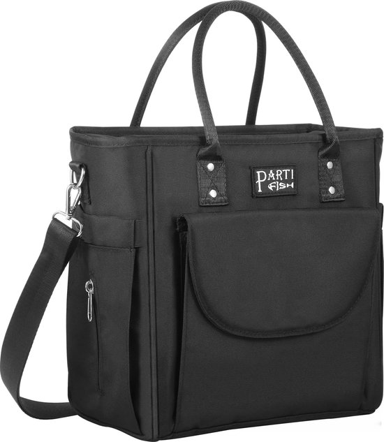 Herbruikbare lunchtas koeltas voor vrouwen, 12 l, lekvrij, geïsoleerde thermische tas, schoudertas, draagtas voor winkelen, strand, picknick, mama, cadeau, M, zwart van FlowFly