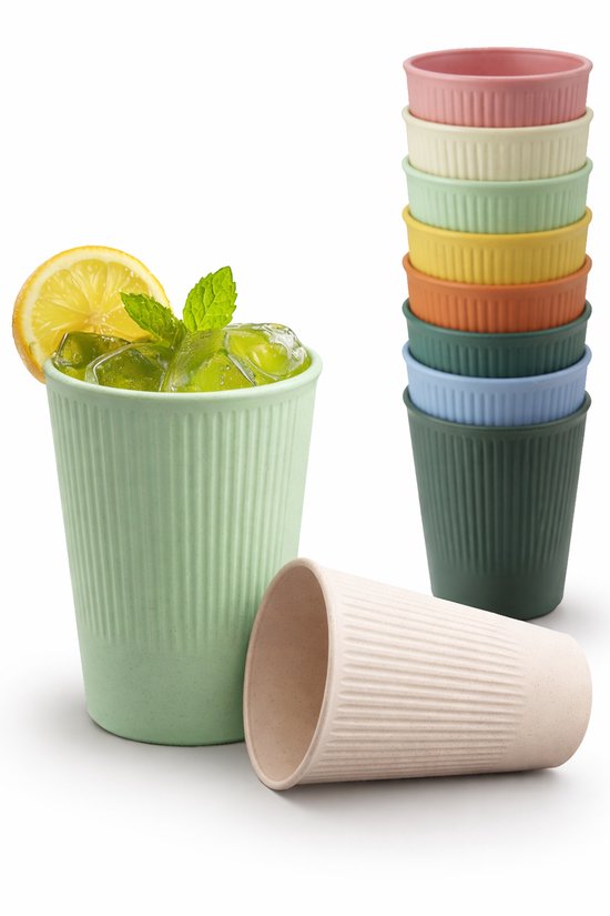 Herbruikbare Plastic Bekers Set - Kleurrijke Drinkbekers 350ml - Onbreekbaar BPA-vrij - Vaatwasserbestendig en Hittebestendig - Ideaal voor Kinderen, Camping en Picknick - Drinkbekers Kunststof Set - Bekers Herbruikbaar