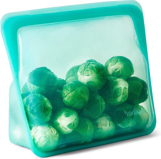 Herbruikbare siliconen zakken voor het bewaren van voedsel - Aqua - vaatwasser- en vriesbestendig - milieuvriendelijk - draagbare lunchtas - lekvrij - 16 l van Merkloos