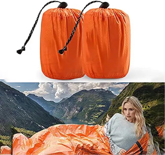 Herbruikbare survival-noodslaapzakken, noodbivakzakken, noodpakket rampenrugzak, oorlog en noodreddingsdekens voor buitenactiviteiten zoals kamperen en wandelen - set van 2 stuks. van The Friendly Swede