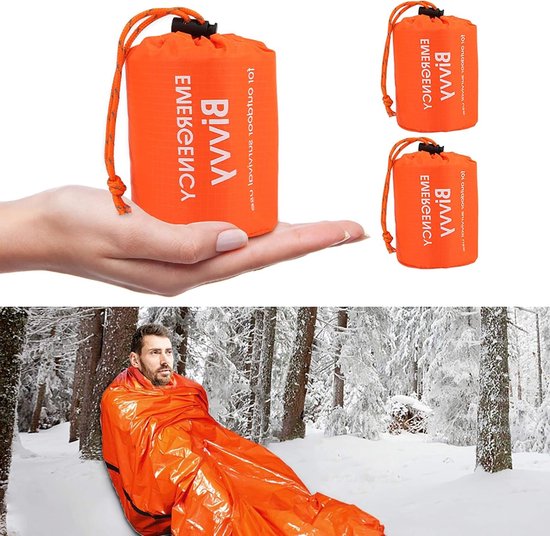 Herbruikbare Survival Slaapzak en Dekentje voor Kamperen, Hiking en Eerste Hulp - 2 Stuks
