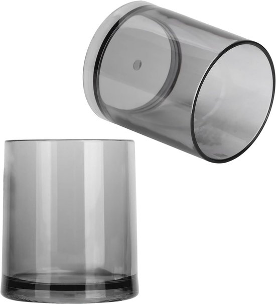 Herbruikbare Wijnbeker - Acryl Drinkglas - Thuisgebruik en Buiten - Onbreekbaar en Stapelbaar - 200ml Inhoud - Transparant Grijs