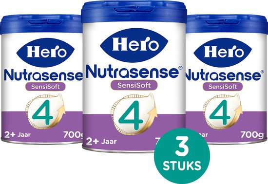 Hero Baby Nutrasense SensiSoft Peutermelk 4 - Flesvoeding vanaf 2 jaar - 3 x 700 gram - met Melkvet - Palmolievrij van Hero Baby