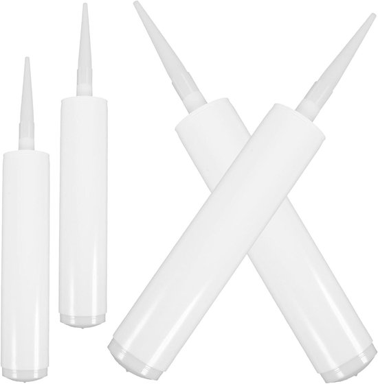 Hervulbare Kitbuizen - Lege Tubes - Huisreparaties Afdichten - Met Vormbare Spuitmond - 4 Stuks - Wit