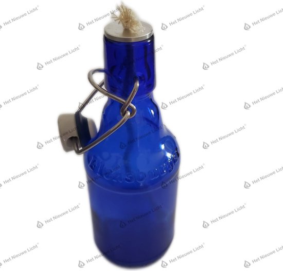 Het Nieuwe Licht ®- Blauwe beugelfles Olielamp met olie van Het Nieuwe Licht®