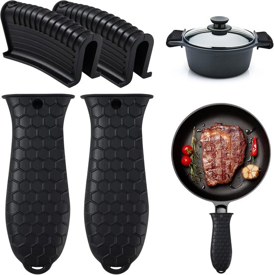 Hete Lucht Grip Houder en Hulp Grip Houder, Antislip Pan Houder voor Gietijzeren Pannen, Oven en Casseroles, Set van 4 Stuks, Warmtebestendig en Duurzaam