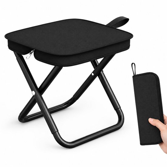 Heuts Goods - Mini Campingstoel - Vouwstoel - Campingstoel Opvouwbaar - Strandstoel - Kampeerstoel - Makkelijk Draagbaar - Inklapbaar - Lichtgewicht - Zwart