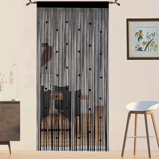 HEZIVO® Deurgordijn Kralen - Decoratief Kralengordijn - Vliegengordijn Deur - Siergordijn - 90 x 245 cm - Zwart