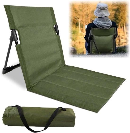 HEZIVO® Vloerstoel - Relaxstoel - Relaxfauteuil - Met Verstelbare Rugleuning - Legergroen van Merkloos