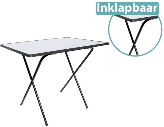 Hi Campingtafel - 80 x 60 x 64 cm - Klapbaar - Antraciet - Weerbestendig - Met Stalen Onderstel en Kunststof Tafelblad