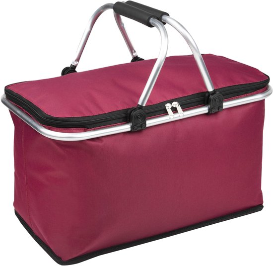 Hi Koeltas - rood - 48 x 28 x 25 cm - boodschappenmand - draagtas - gesoleerde tas - picknicktas van Merkloos