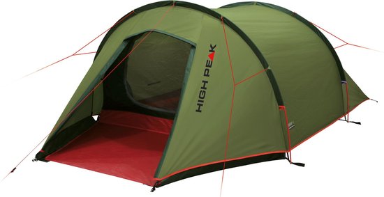 High Peak lichtgewicht tunneltent Kite 2 LW, trekking tent 2 personen, 2,56 kg, aluminium stokken, 3000 mm waterdicht, extra lang 230 cm