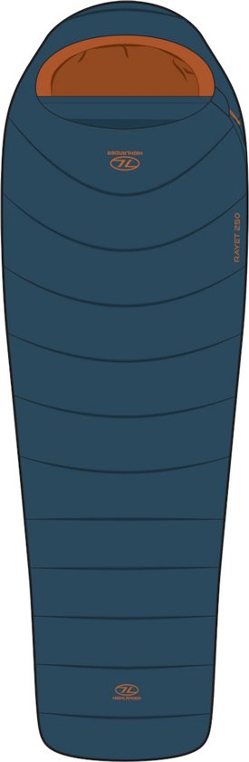 Highlander mummyslaapzak Rayet 250 Deep Blue 1°C - Blauw van Highlander