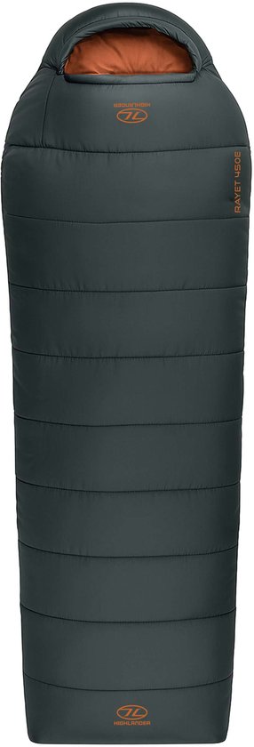 Highlander mummyslaapzak Rayet Hybrid 450E Dark Grey -7°C - Grijs van Merkloos
