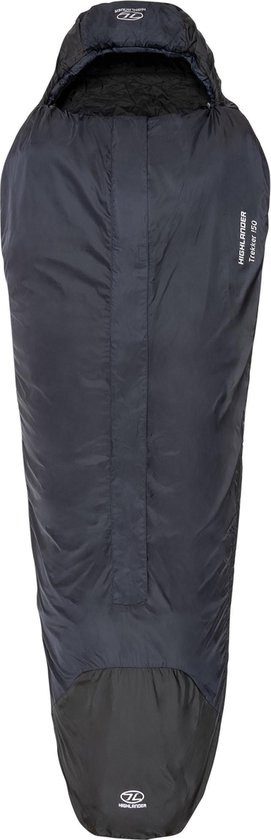 Highlander mummyslaapzak Trekker 150 -5°C met muskietennet - Zwart van Merkloos