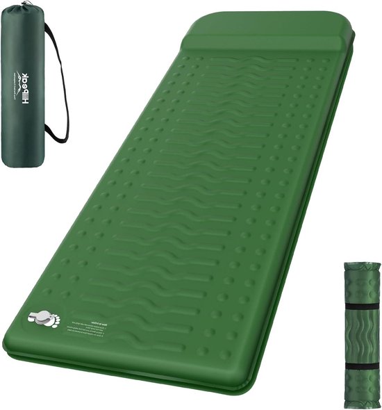 HiiPeak Memory Slaapmat, 6,5 cm compacte schuimslaapmatten met kussen, 9,5 R-waarde geïsoleerd campingmatraskussen, gemakkelijk opblazen en laten leeglopen, opblaasbare slaapmat voor backpacken