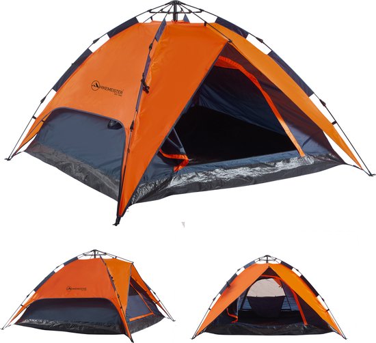 Hikemeister ® Kampeertent, 3-Persoons Automatic Pop-Up Tent - 200 x 200 x 145 cm - Backpacking Tent met binnentent van Hikemeister