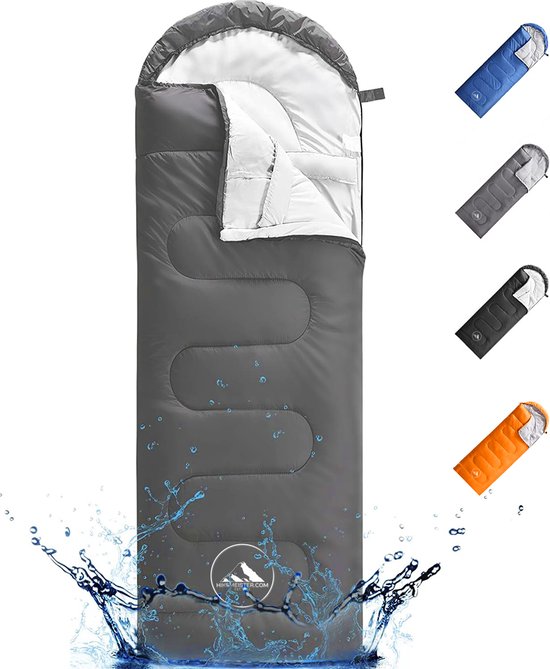 HikeMeister® mummy slaapzak - Kamperen - Antraciet - ca. 220 x 75 cm - Incl. Draagtas van Hikemeister